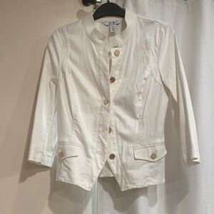 New White House Black Market White Blazer with Gold Buttons size 2